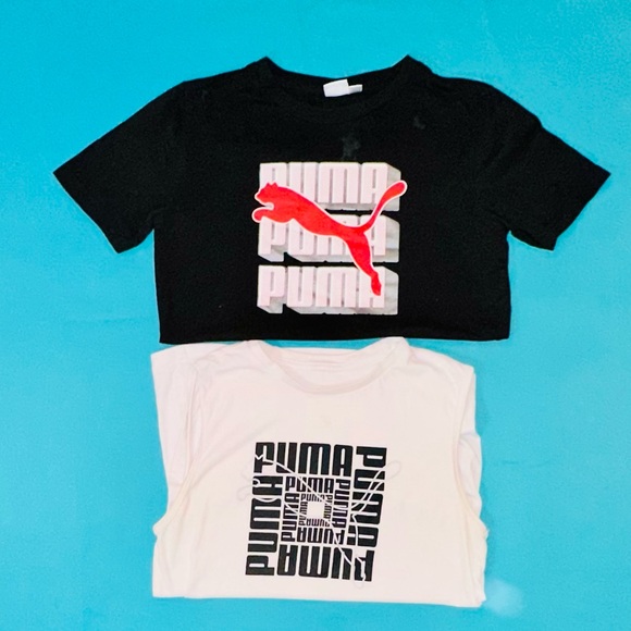 Puma Kids Black and White Graphic Tees - Picture 1 of 4